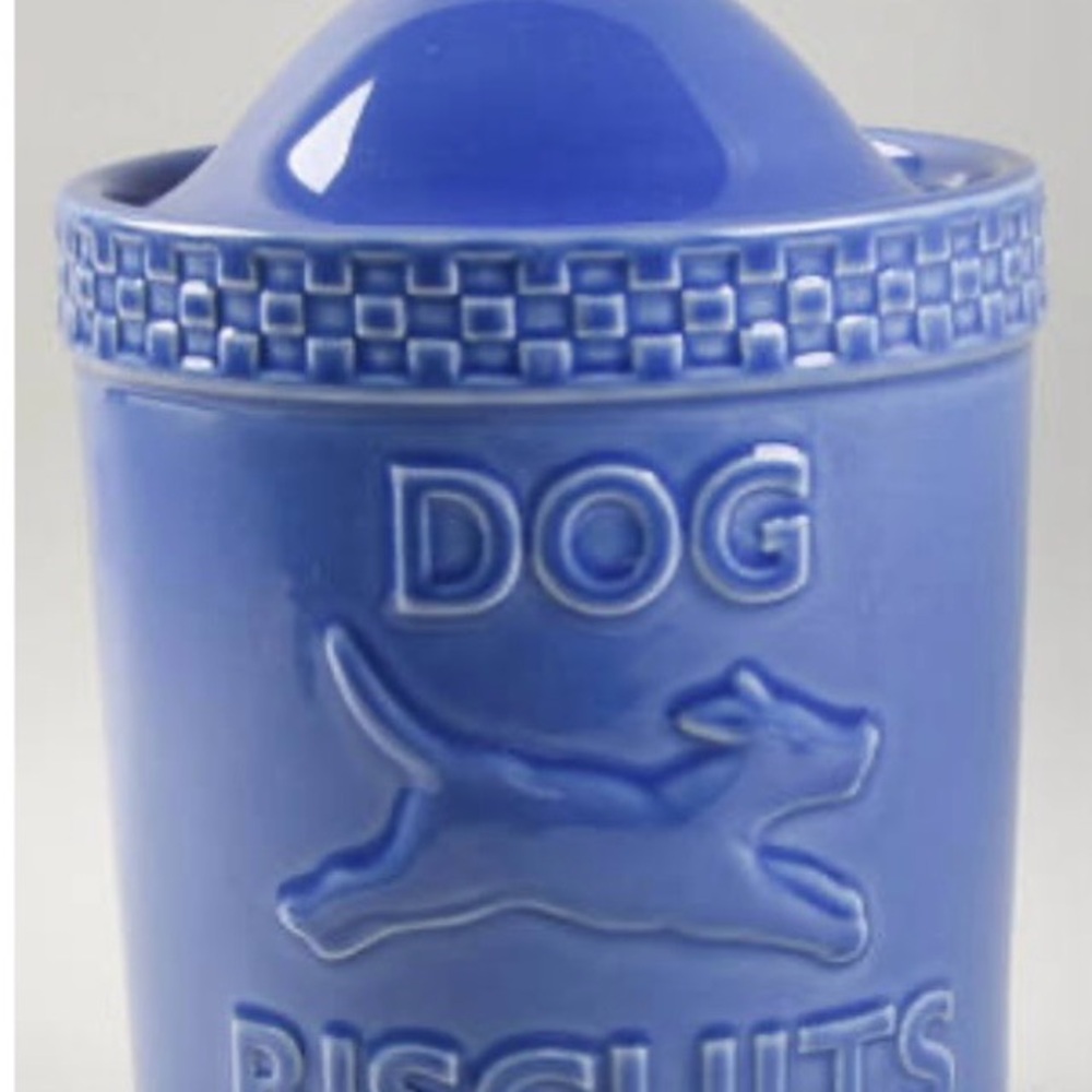 Blue Dog Biscuit Jar Ceramic Treat Canister